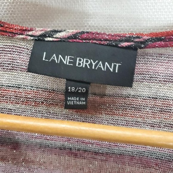 Lane Bryant Midi Dress Womens 18/20 2x Colorful Stripes Sparkle Tie Waist Party - Picture 8 of 14